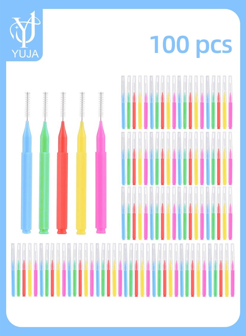 YUJA 100 Pieces Interdental Brushes, Dental Floss Toothpick, Orthodontic Braces Brush Tooth Cleaning Tool Oral Care - Image 2